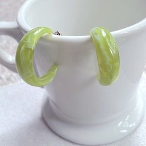 Green open hoop earrings